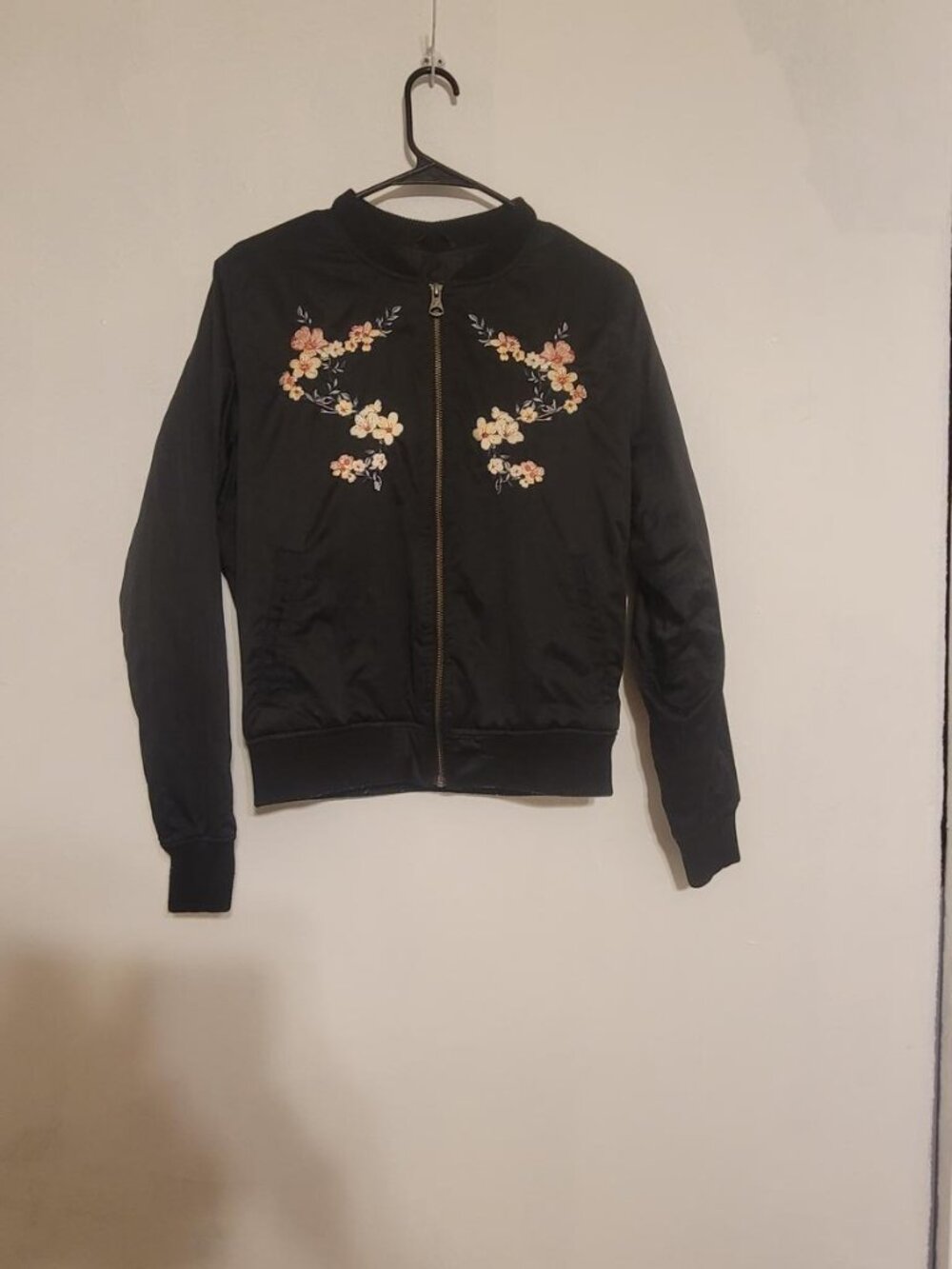 American Eagle Embroidered Floral Bomber Jacket - Size M